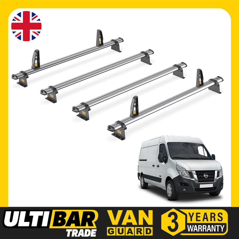 Nissan NV400 Roof Rack for L2/L3 Wheelbase 4x Bars & Loadstops Van Guard Trade