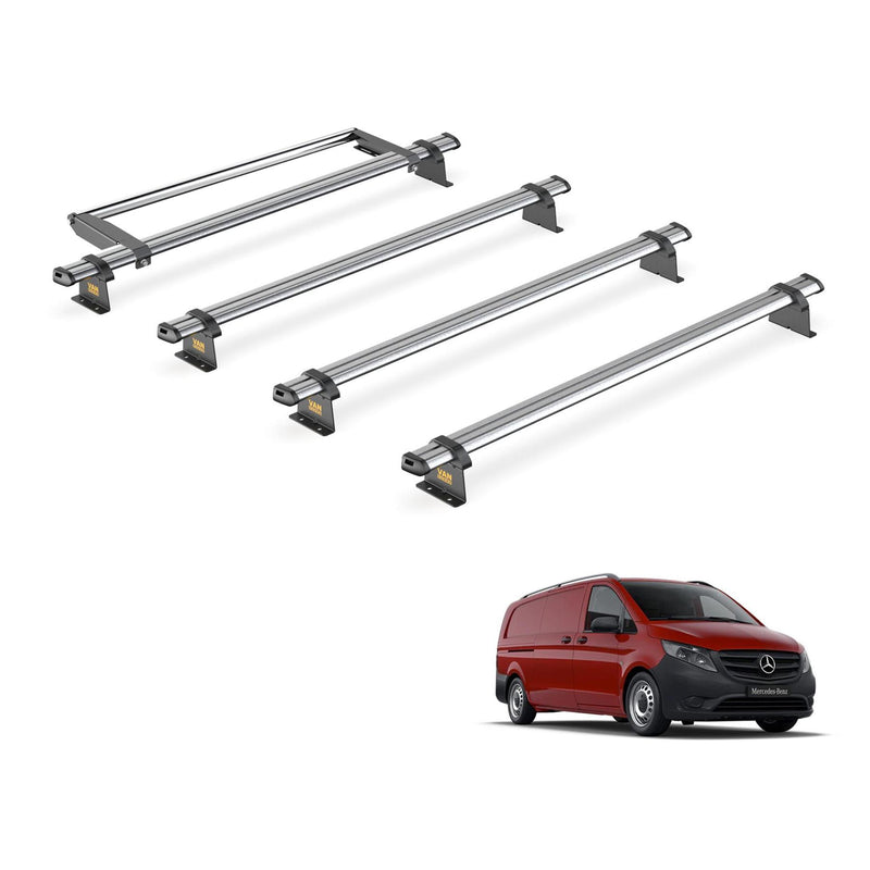Mercedes Vito (2014-) - 4 Van Guard Ultibar Trade Roof Bars + Roller