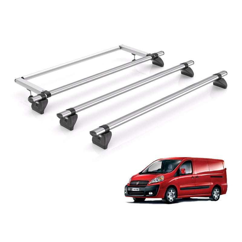 Fiat Scudo Roof Rack For 2007-16 Barn Door Models 3x Bars + Roller Rhino Kammbar