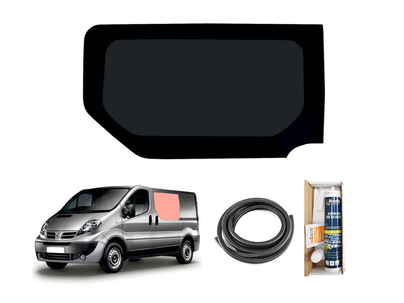 Nissan Primastar (2001-2014) Passenger Side Fixed Window Privacy Camper Glass with Fitting Kit