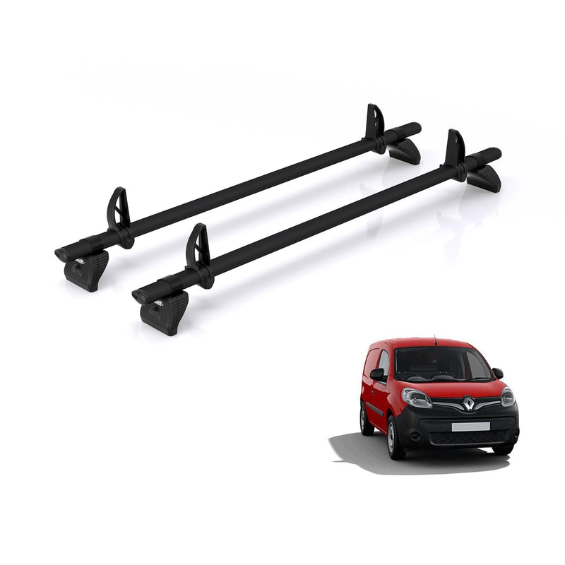Renault Kangoo (2008-2021) - 2 Rhino Kammbar Black Roof Bars (Aluminium)