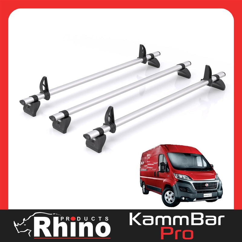 Fiat Ducato (2006-) - 3 Rhino Kammbar Pro Roof Bars (Aluminium)