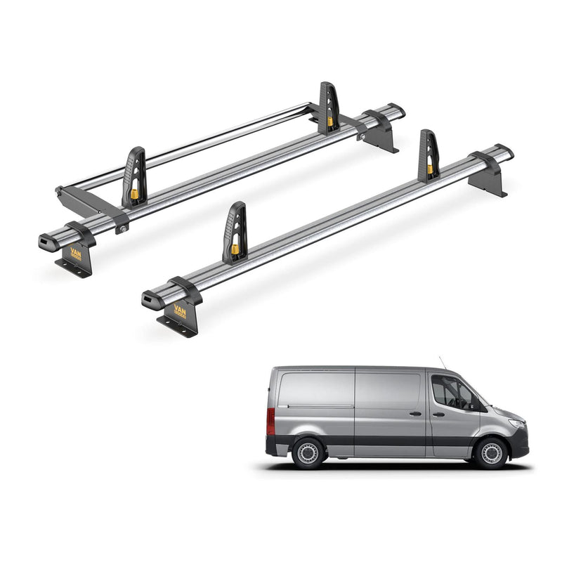 Mercedes Sprinter Roof Rack 2018+ L2H1 2x Bars & Roller Van Guard UltiBar Trade