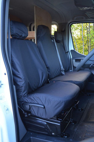 Vauxhall Movano (2010-) - Tailored Front Row Fold Pass. Seat Covers in Black (1+2)