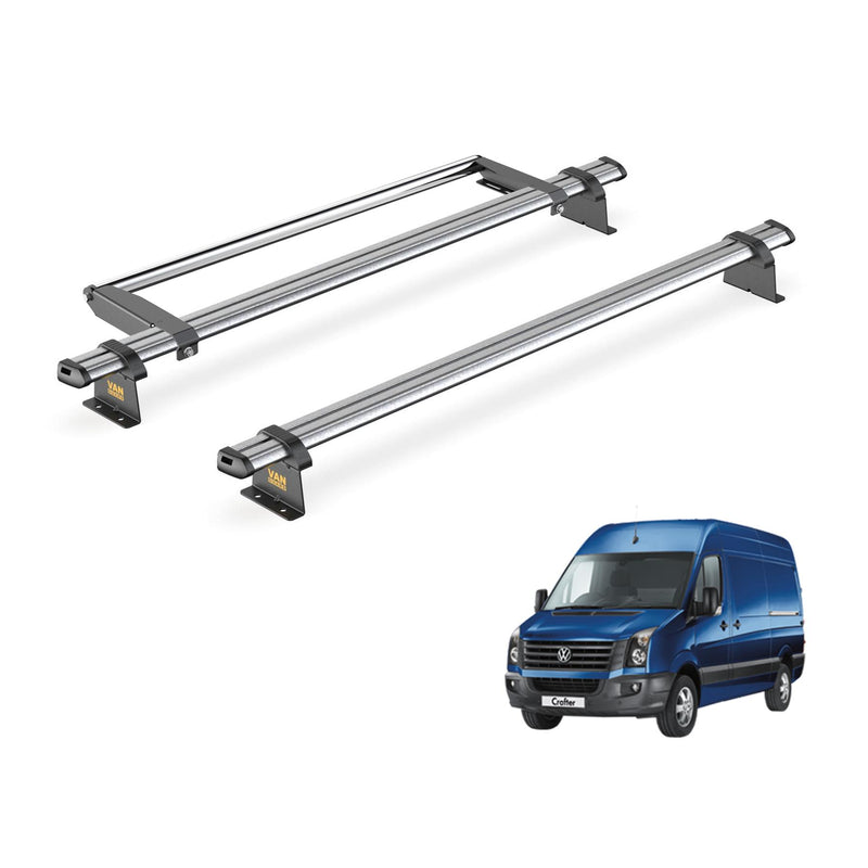 VW Crafter (2006-2017) - 2 Van Guard Ultibar Trade Roof Bars + Roller