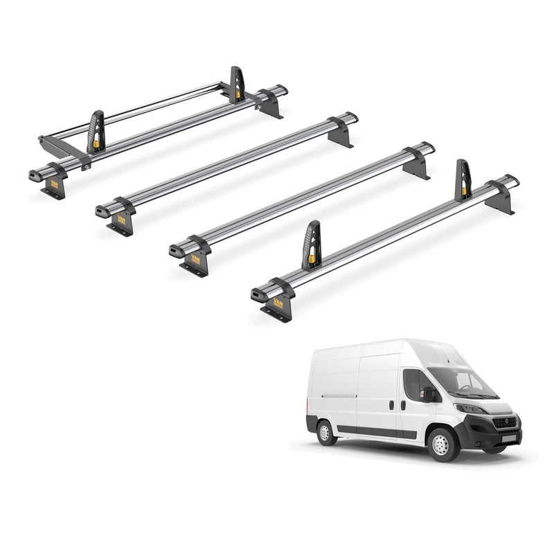 Fiat Ducato Roof Rack for 2006+ [H3 Roof] 4 Bars, Roller, Loadstops - Van Guard