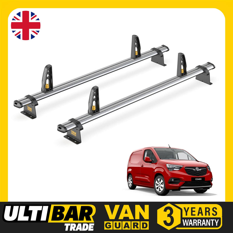Vauxhall Combo Roof Rack for 2018+ 2x Roof Bars + Loadstops Van Guard Ulti Trade