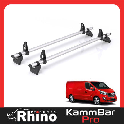 Vauxhall Vivaro (2014-2019) - 2 Rhino Kammbar Pro Roof Bars (Aluminium)