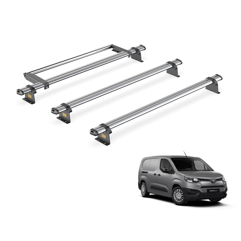 Toyota ProAce City Roof Rack for 2020+ [H2 Roof] 3 Bars & Roller Van Guard Trade