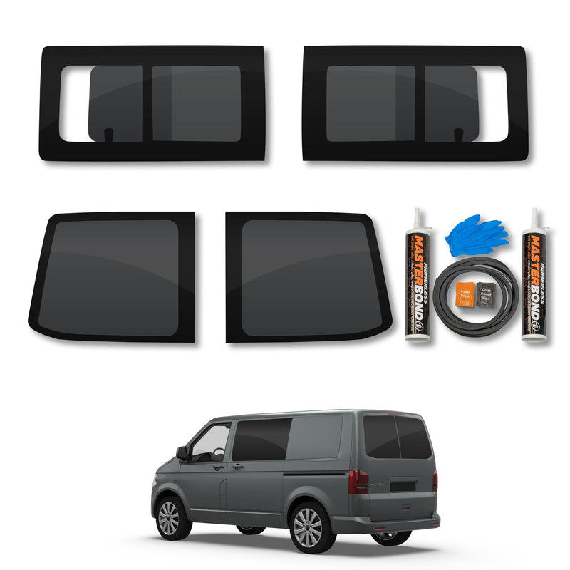 VD Glass - Volkswagen T5 2003-2015 - Lh Side Open + Rh Side Open Tint + Rear Doors Fitting Kit