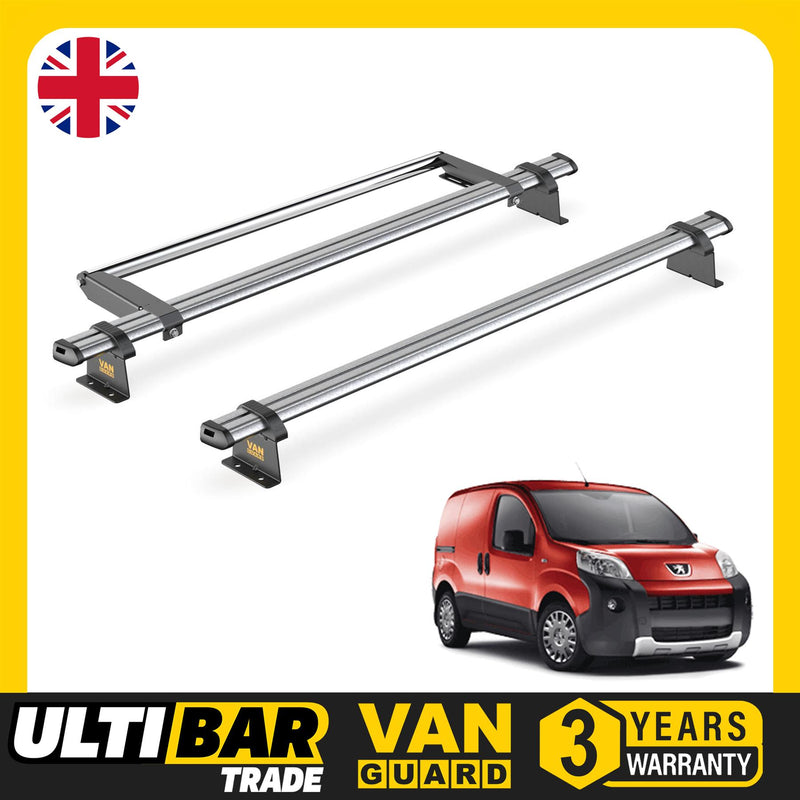 Citroen Nemo (2008-) - 2 Van Guard Ultibar Trade Roof Bars + Roller