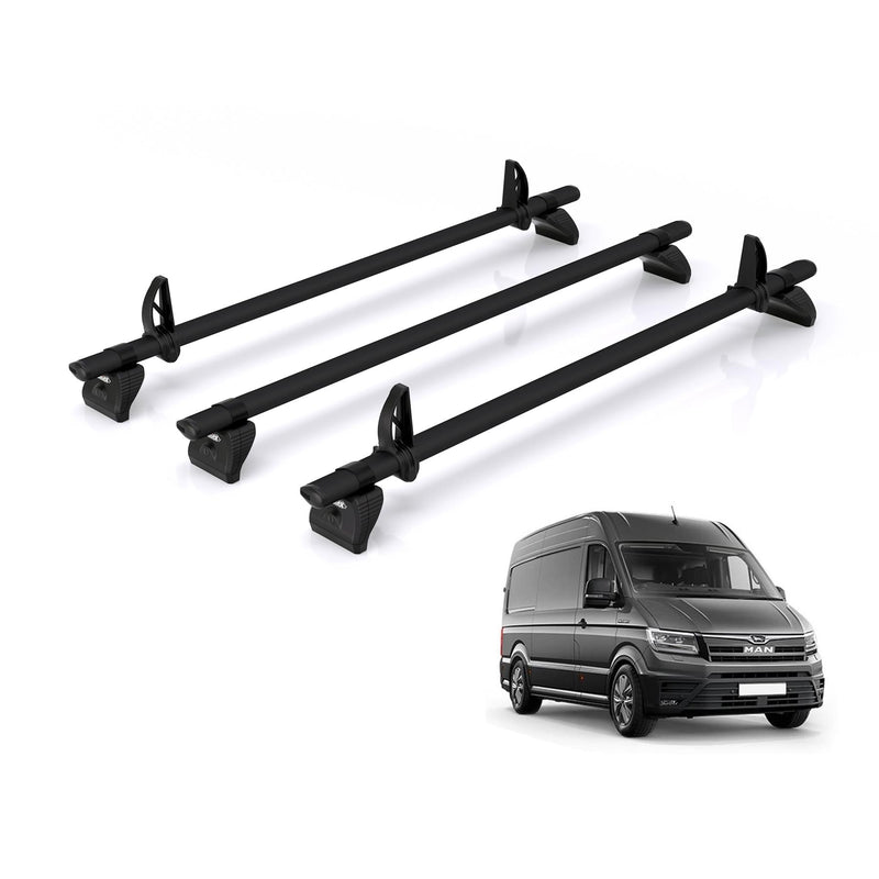 MAN TGE (2017-) - 3 Rhino Kammbar Black Roof Bars (Aluminium)