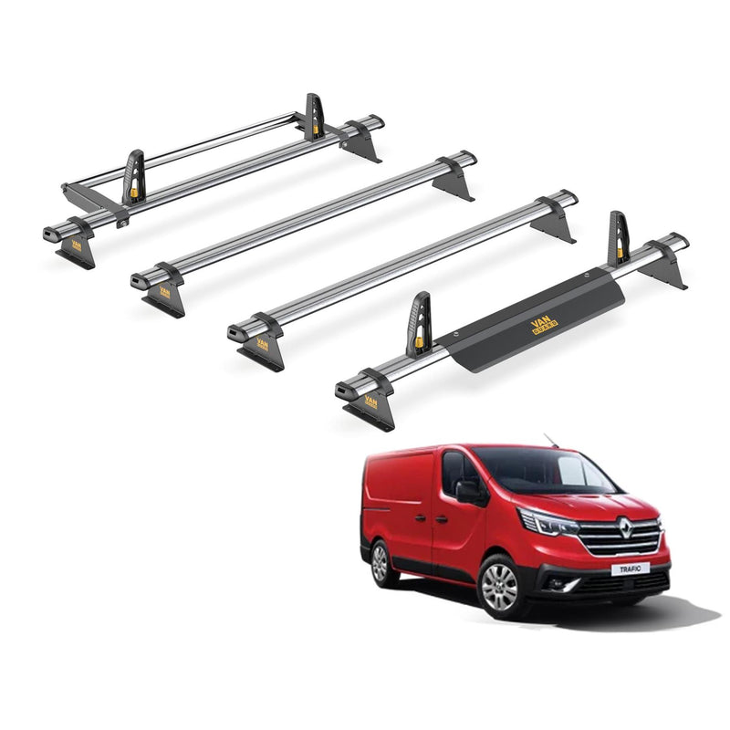 Renault Trafic Roof Rack (2014+) [Tailgate Door] 4 Bars & Roller Van Guard Trade