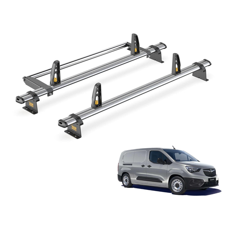 Vauxhall Combo Roof Rack for 2018+ [L2] 2x Bars & Roller Van Guard UltiBar Trade