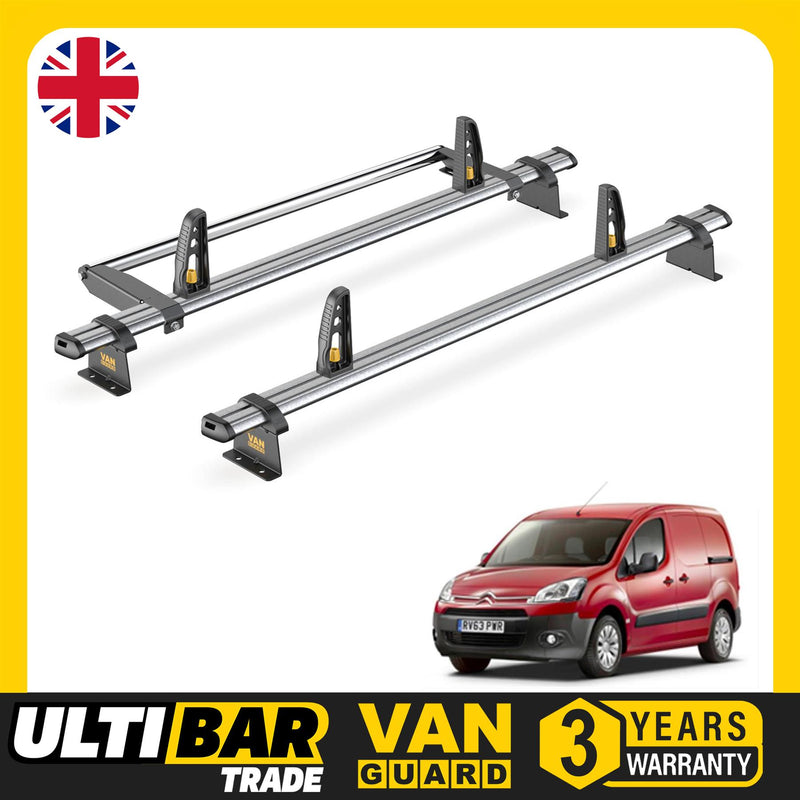 Citroen Berlingo Roof Rack for 2008-18 [L1] 2 Roof Bars & Roller Van Guard Trade