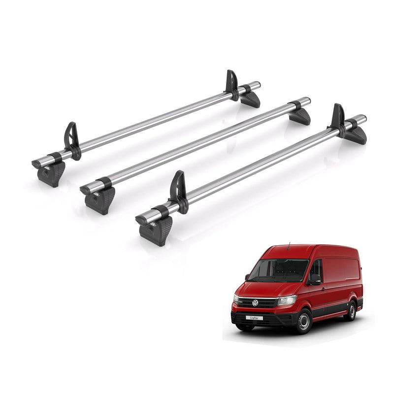 VW Crafter (2017-) - 3 Rhino Kammbar Fleet Roof Bars (Steel)