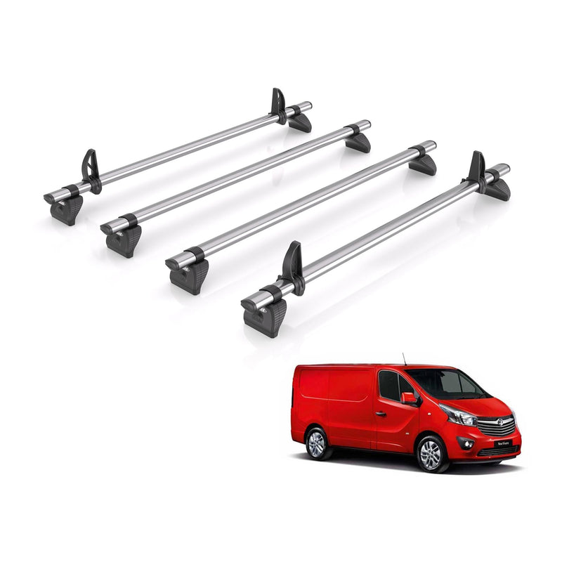 Vauxhall Vivaro (2014-2019) - 4 Rhino Kammbar Fleet Roof Bars (Steel)