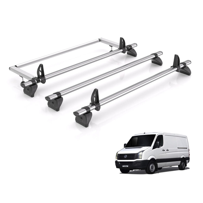 VW Crafter (2006-2017) - 3 Rhino Kammbar Fleet Roof Bars + Roller (Steel)