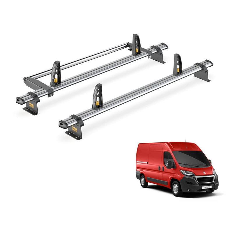 Peugeot Boxer Roof Rack for 2006+ H1/H2 2x Bars & Roller Van Guard Ulti Trade