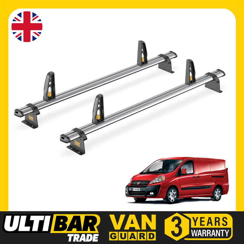 Fiat Scudo Roof Rack for 2007-2016 H1 Roof 2x Bars Van Guard Trade & Loadstops