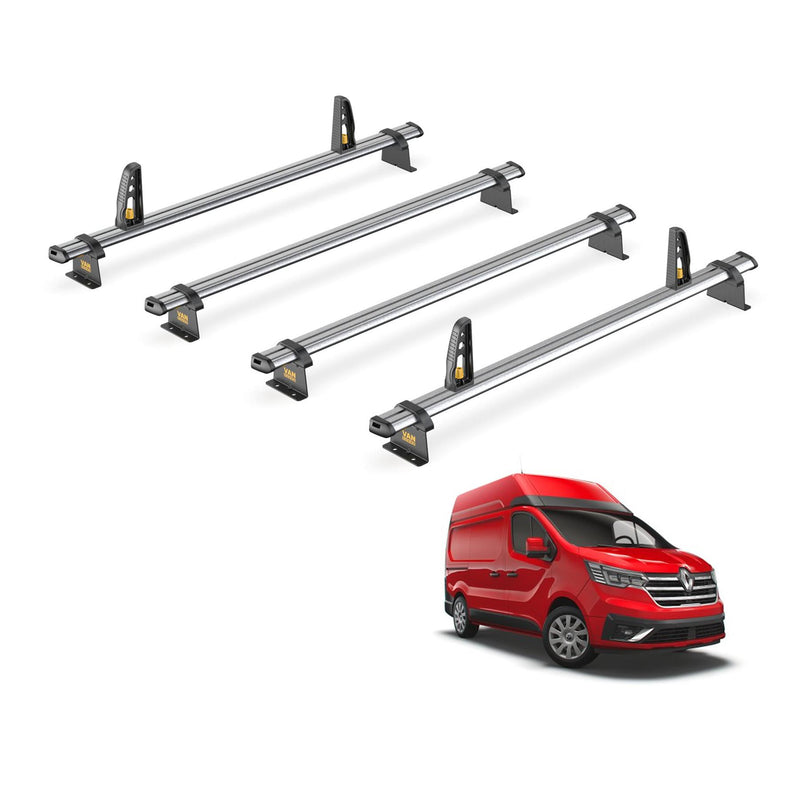 Renault Trafic Roof Rack (2014+) [High Roof] 4x Bars + Loadstops Van Guard Trade