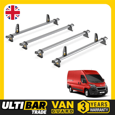 Peugeot Boxer Roof Rack for 2006+ L3/L4 2x Roof Bars & Loadstops Van Guard Trade