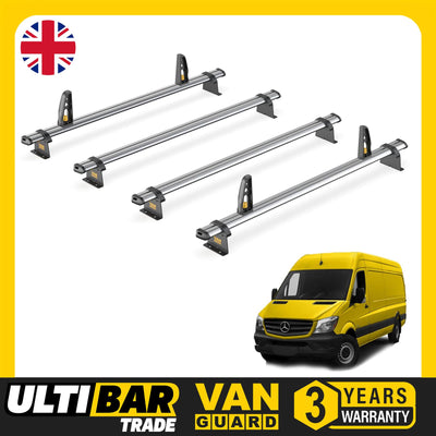 Mercedes Sprinter Roof Rack (2006-2018) 4x Roof Bars + Loadstops Van Guard Trade