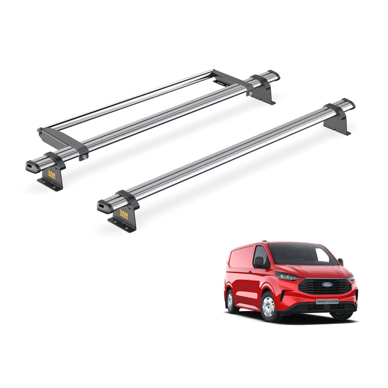 Ford Transit (2024-) Custom - 2 Van Guard UltiBar Trade Roof Bars + Roller