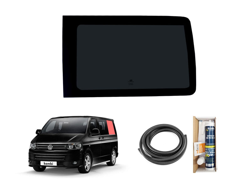 VW Transporter (2003-2015) Rear Left Hand Side Barn Door Window Privacy Camper Glass SWB with Fitting Kit