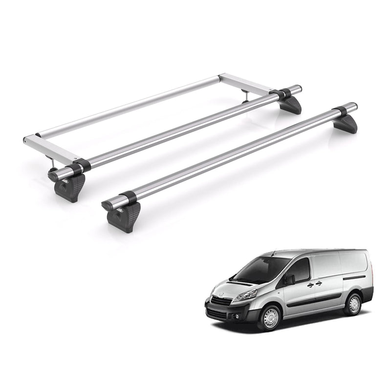 Peugeot Expert Roof Rack For 2007-16 Tailgate Van 2x Bars + Roller Rhino Kammbar