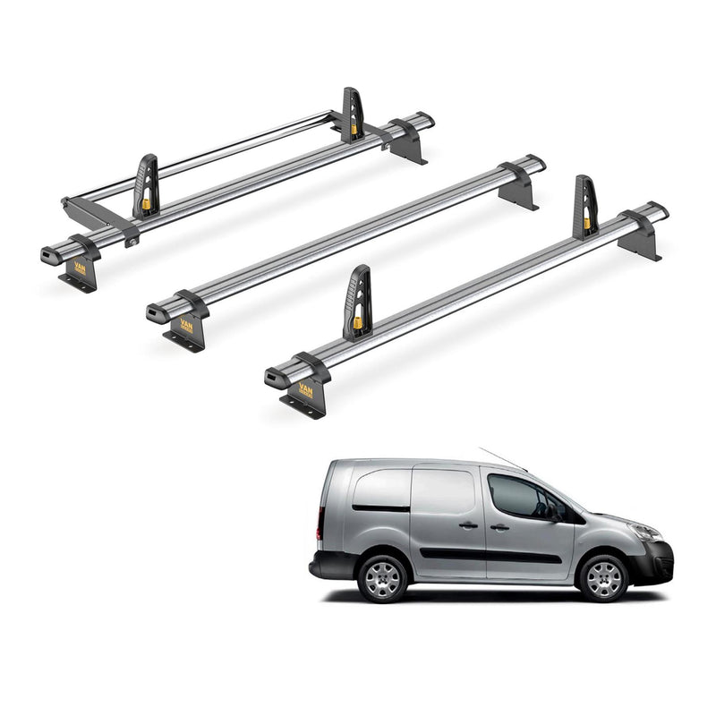 Peugeot Partner Roof Rack for (2008-2018 LWB) 3x Bars & Roller Van Guard Trade