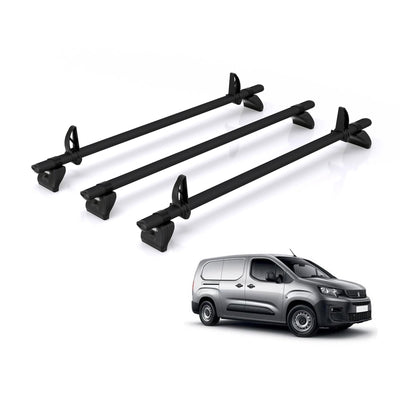 Peugeot Partner (2018 onwards) - Rhino Kammbar Black Roof Bars