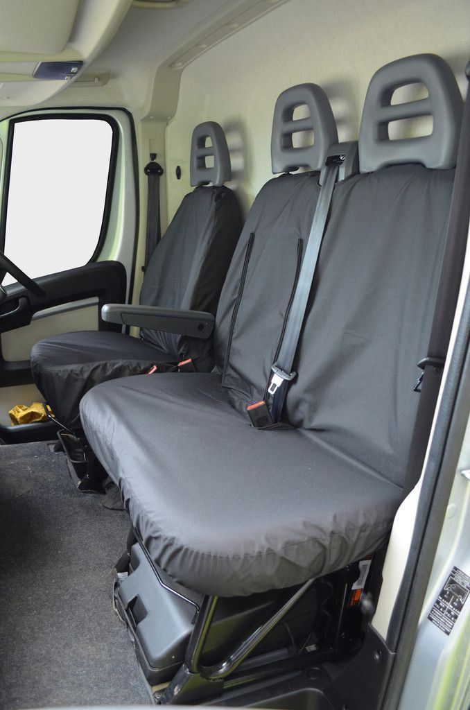 Peugeot Boxer (2006-) - Tailored Front Row w/ Armrest Seat Covers in Black (1+2)