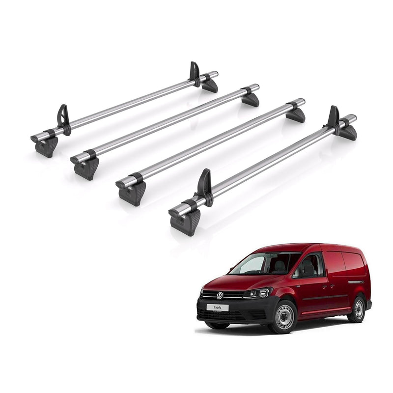 VW Caddy (2010-2020) - 4 Rhino Kammbar Fleet Roof Bars (Steel)