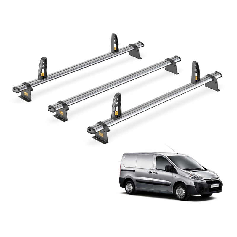 Toyota ProAce Roof Rack (2013-16 Low Roof (H1) 3x Roof Bars Van Guard Ulti Trade