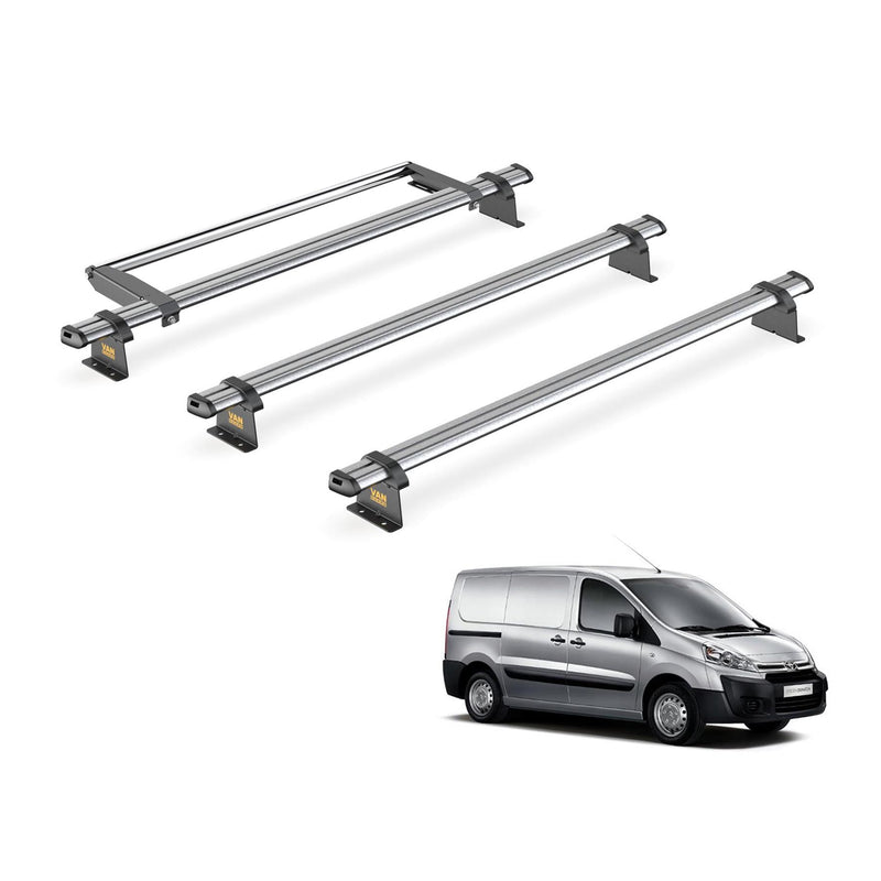 Toyota ProAce (2013-2016) - 3 Van Guard Ultibar Trade Roof Bars + Roller