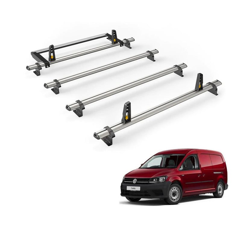 VW Caddy (2010-2015) - 4 Van Guard Ultibar Plus Roof Bars + Roller