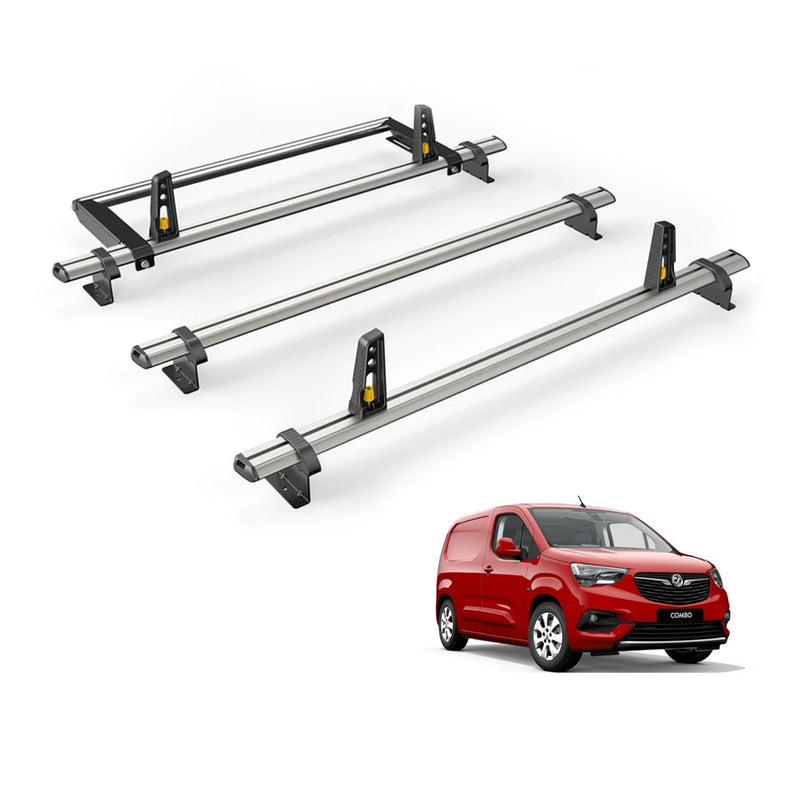 Vauxhall Combo (2018-) - 3 Van Guard Ultibar Plus Roof Bars + Roller