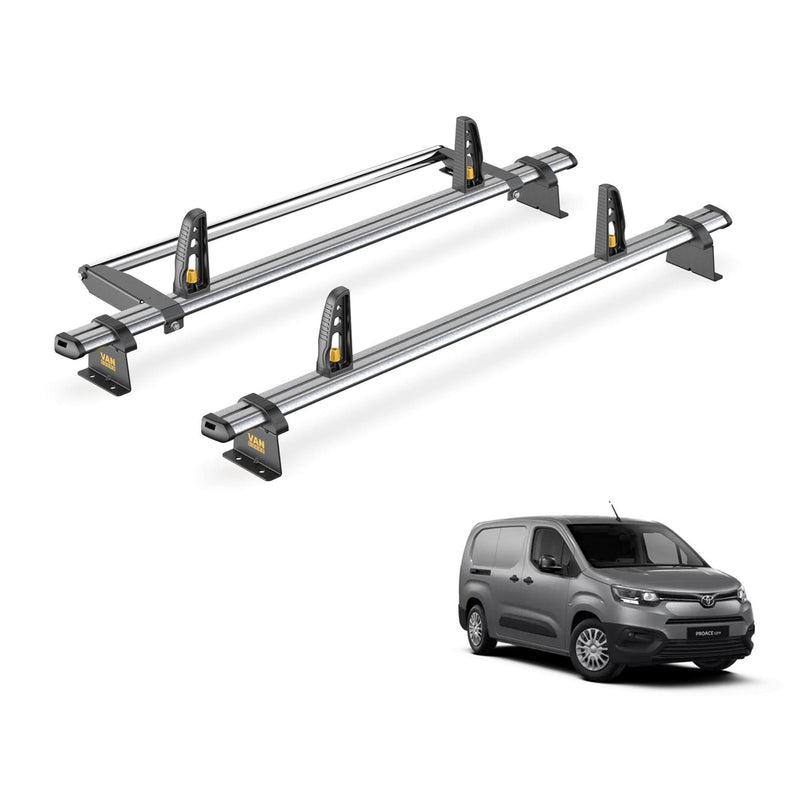 Toyota ProAce City Roof Rack for 2020+ [H2] 2x Bars, Roller, Loadstops Van Guard