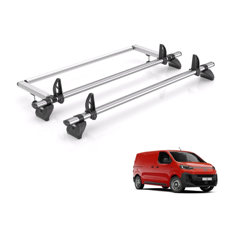 Fiat Scudo (2022-) - 2 Rhino Kammbar Fleet Roof Bars + Roller (Steel)