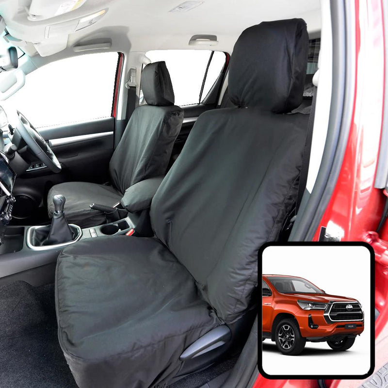 Toyota Hilux (2016-) - Tailored Front Row Seat Covers in Black