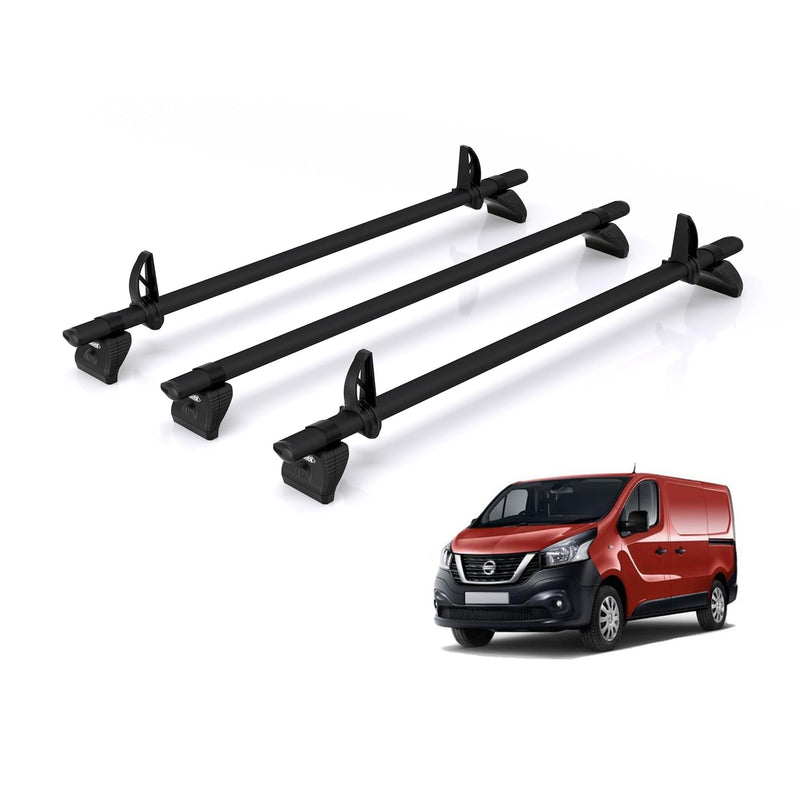 Nissan NV300 (2016-2021) - 3 Rhino Kammbar Black Roof Bars (Aluminium)