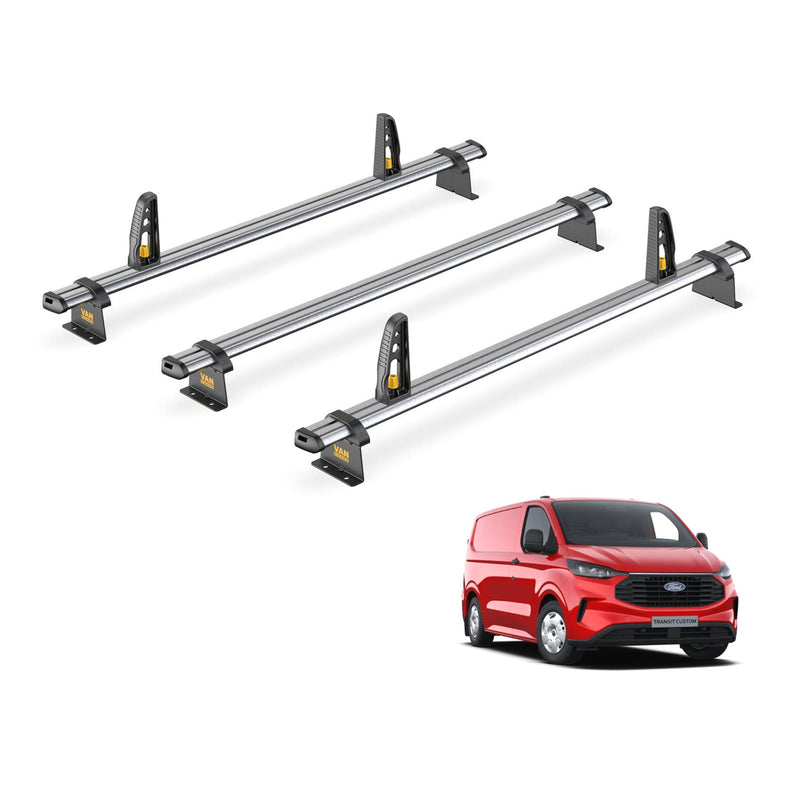 Ford Transit Custom Roof Rack for 2024+ Long (L2) 3 Bars + Loadstops Van Guard