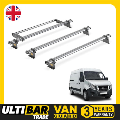 Nissan NV400 (2010-2021) - 3 Van Guard Ultibar Trade Roof Bars + Roller