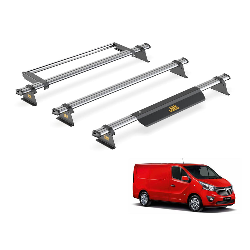 Vauxhall Vivaro (2014-2019) - 3 Van Guard Ultibar Trade Roof Bars + Roller