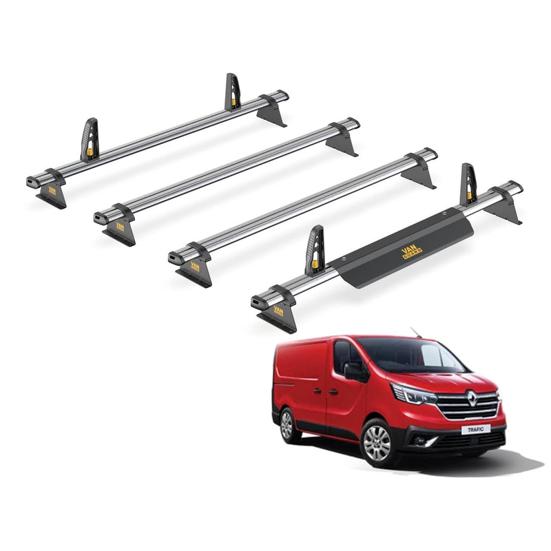 Renault Trafic Roof Rack for 2014+ 4x Roof Bars + Loadstops Van Guard Ulti Trade