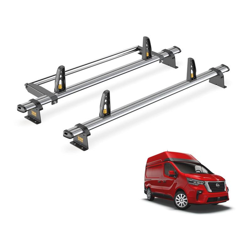 Nissan NV300 Roof Rack for 2016+ High Roof 2x Bars & Roller Van Guard Ulti Trade
