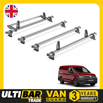 VW Caddy Roof Rack for 2020+ 4x Roof Bars, Roller & Loadstops - Van Guard Trade