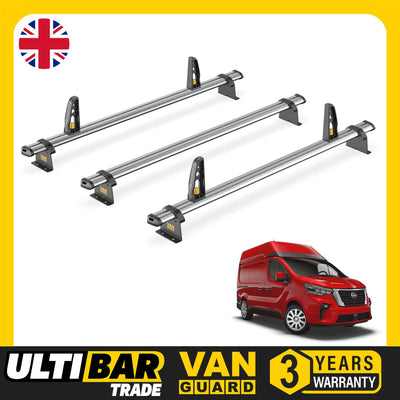 Nissan NV300 Roof Rack (2016+ High Roof) 3 Bars + Loadstops Van Guard Ulti Trade