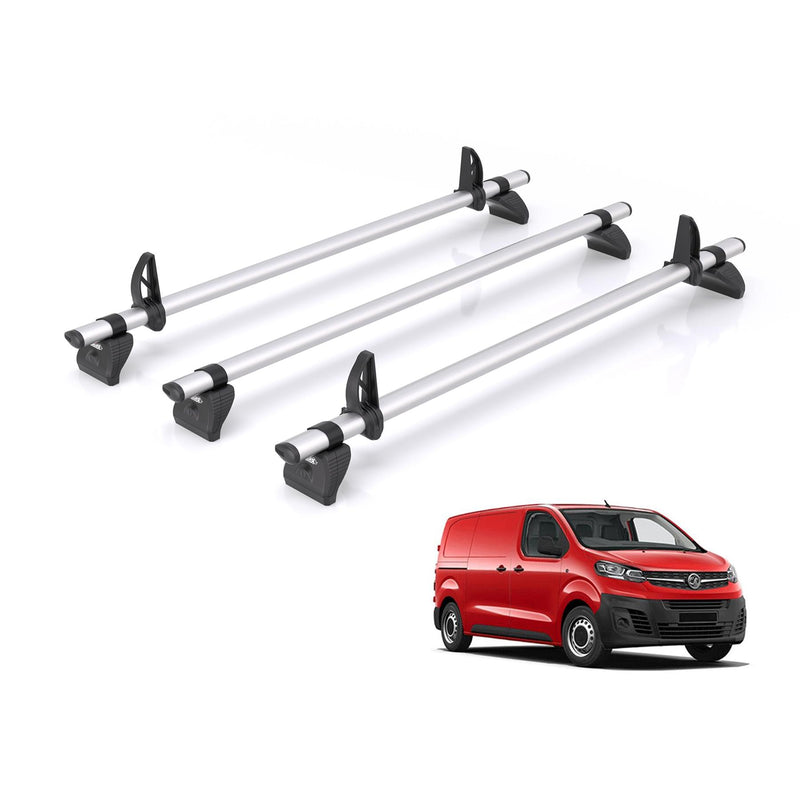 Vauxhall Vivaro (2019-) - 3 Rhino Kammbar Pro Roof Bars (Aluminium)